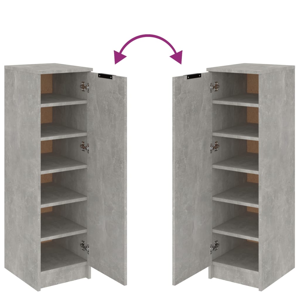 Schoenenkast 30x35x100 cm bewerkt hout betongrijs