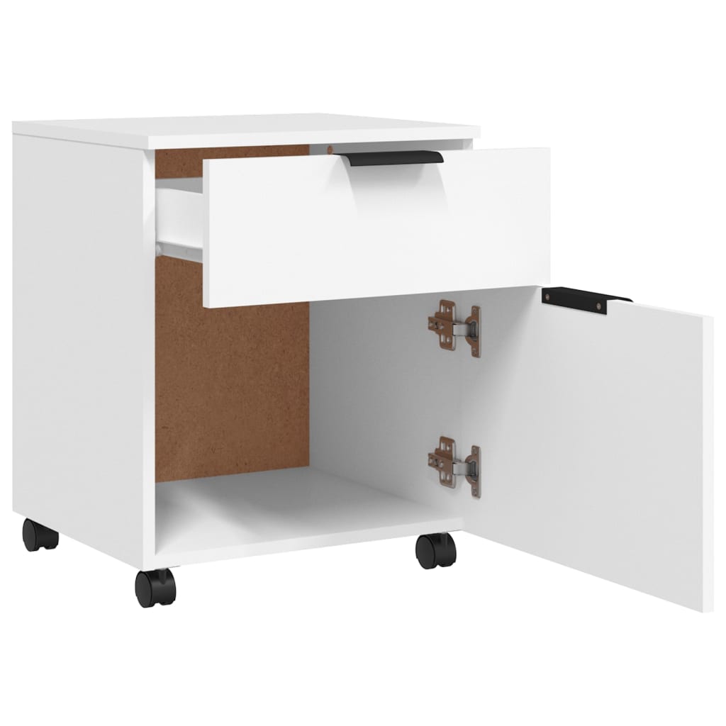 Dossierkast verrijdbaar 45x38x54 cm bewerkt hout wit