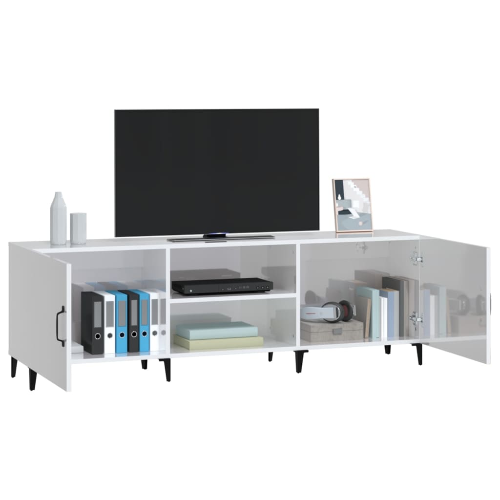 Tv-meubel 150x30x50 cm bewerkt hout hoogglans wit