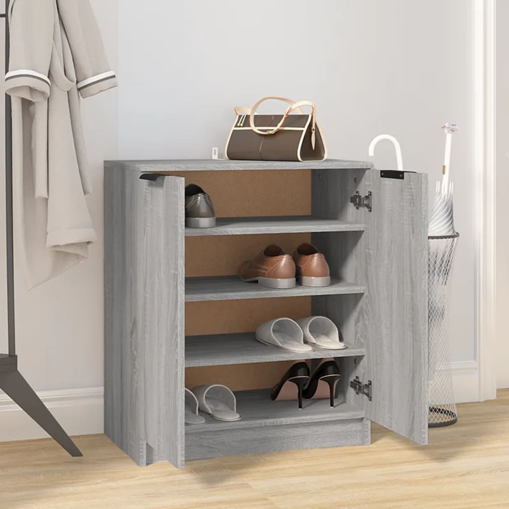 Schoenenkast 59x35x70 cm bewerkt hout grijs sonoma eikenkleurig