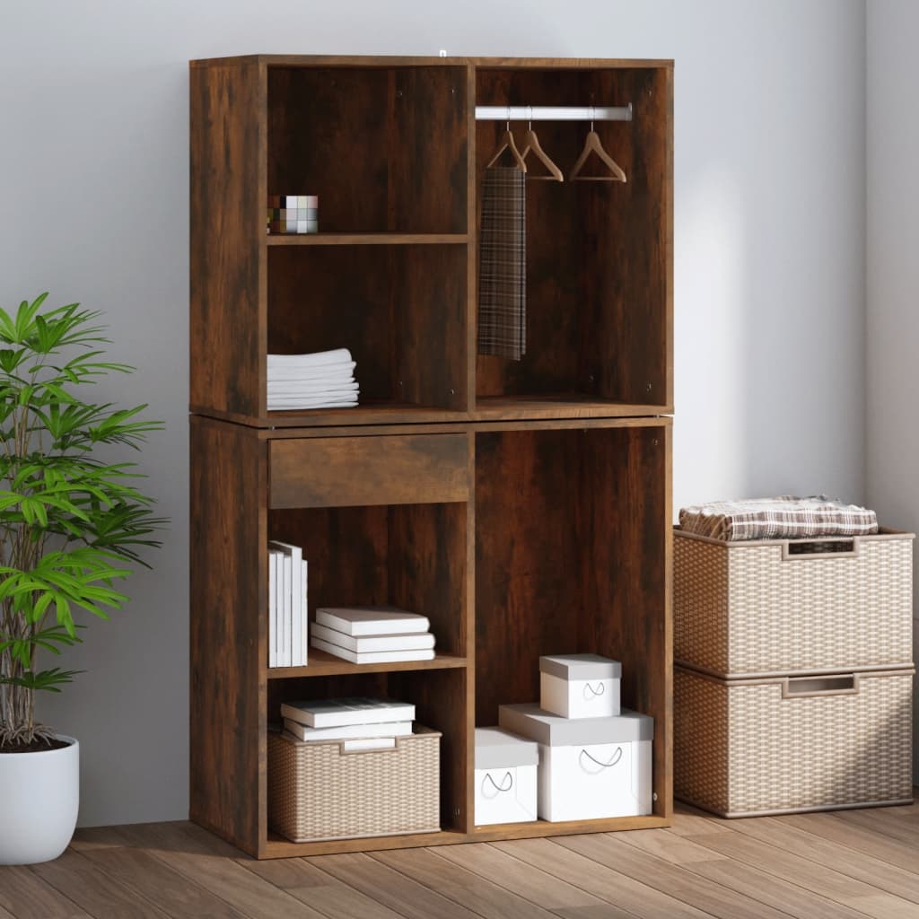 Kledingkast 80x40x65 cm bewerkt hout gerookt eikenkleurig