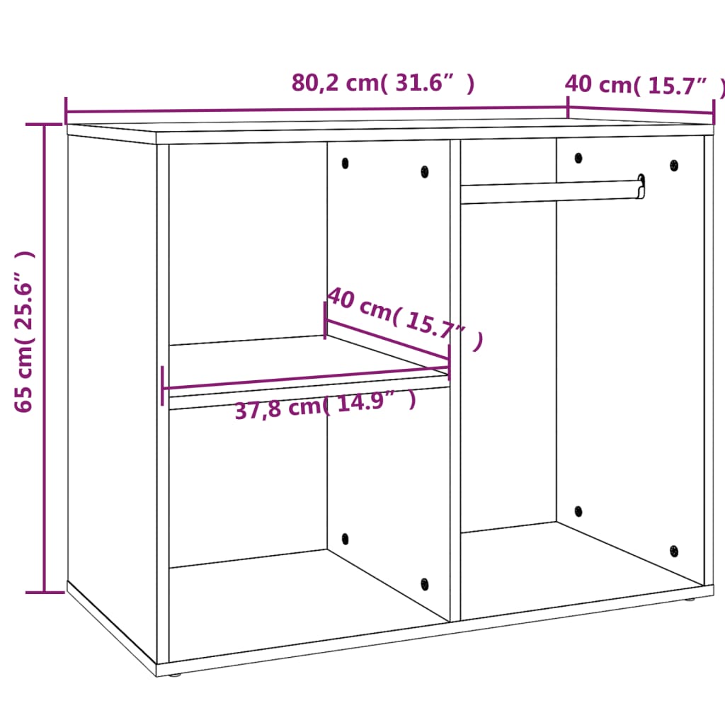 Kledingkast 80x40x65 cm bewerkt hout gerookt eikenkleurig