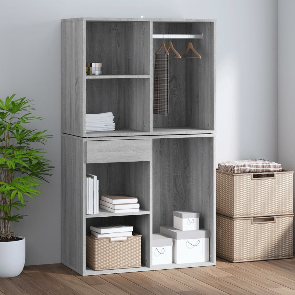 Kledingkast 80x40x65 cm bewerkt hout grijs sonoma eikenkleur