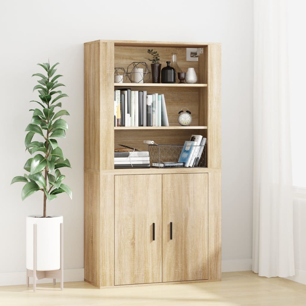 Wandkast 80x33x80 cm bewerkt hout sonoma eikenkleurig