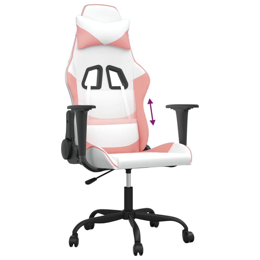 Gamestoel kunstleer wit en roze