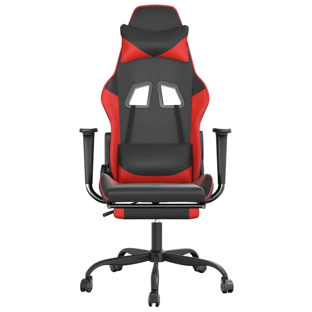 Gamestoel met voetensteun kunstleer zwart en rood