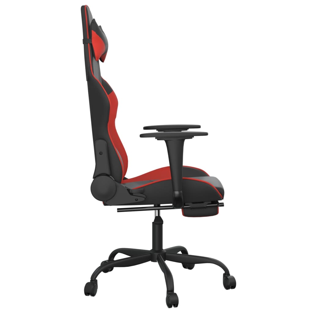 Gamestoel met voetensteun kunstleer zwart en rood