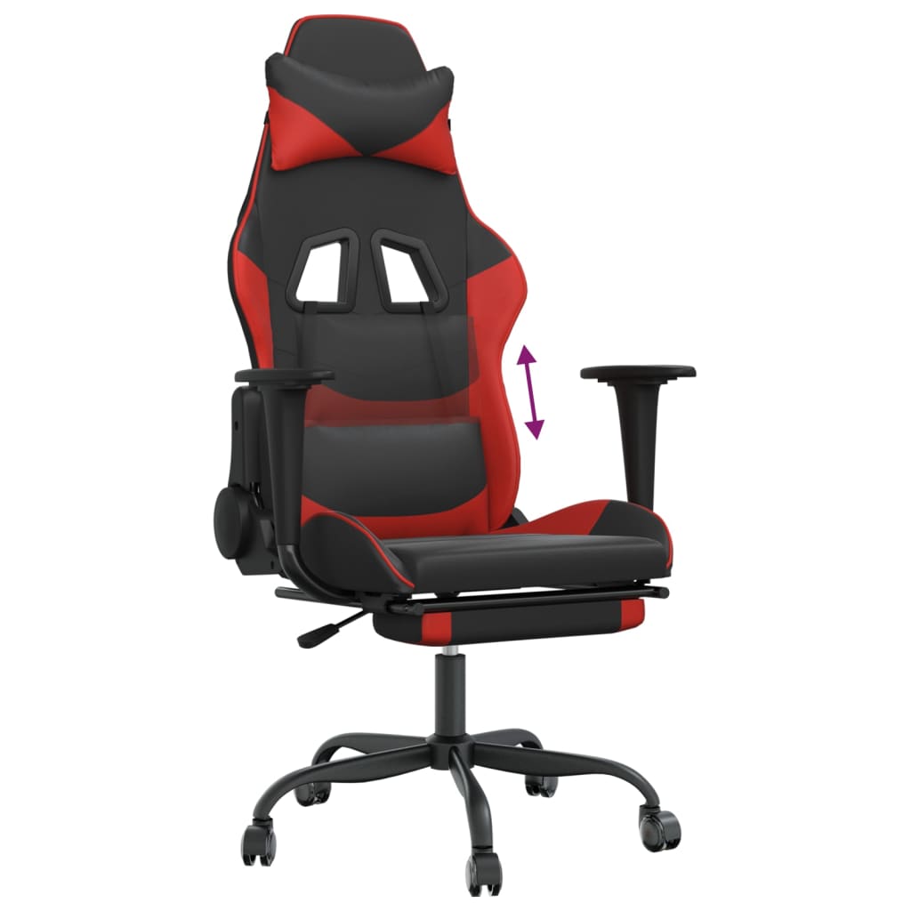 Gamestoel met voetensteun kunstleer zwart en rood