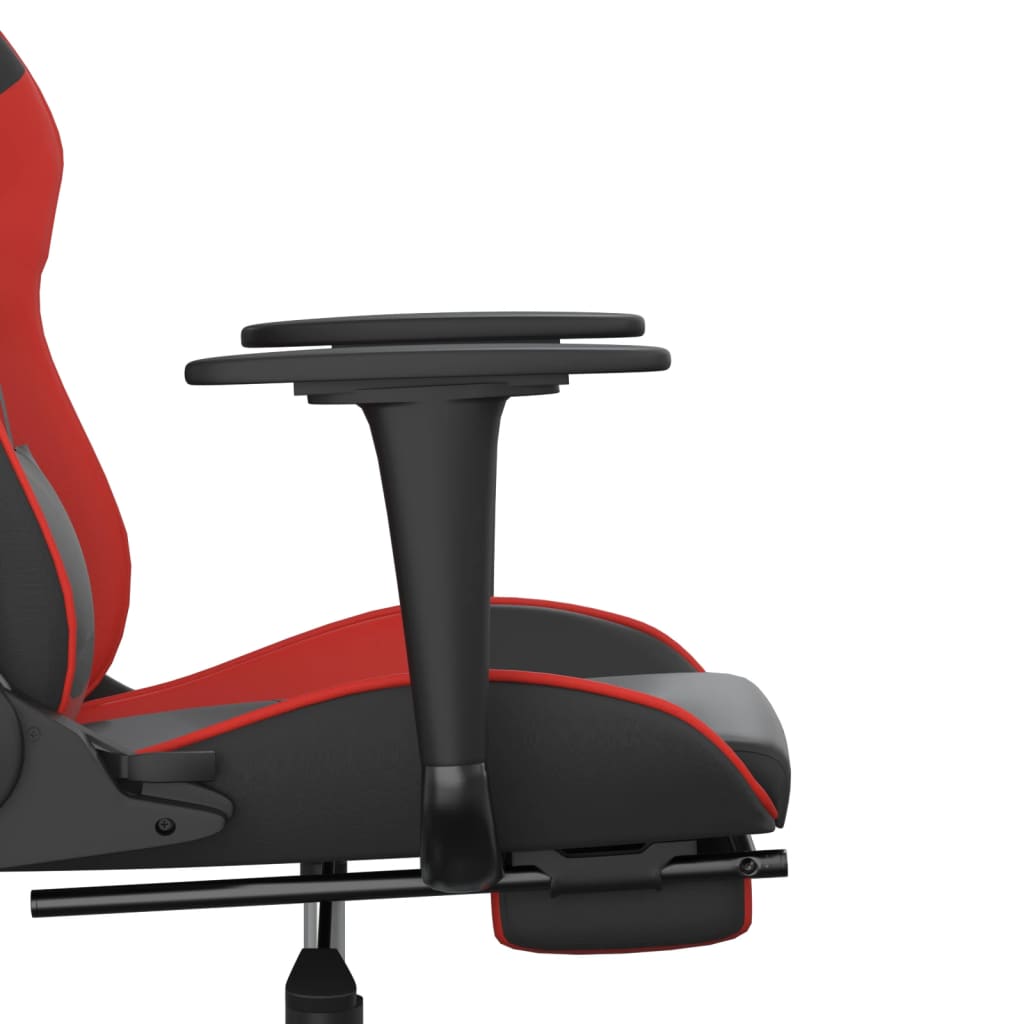 Gamestoel met voetensteun kunstleer zwart en rood