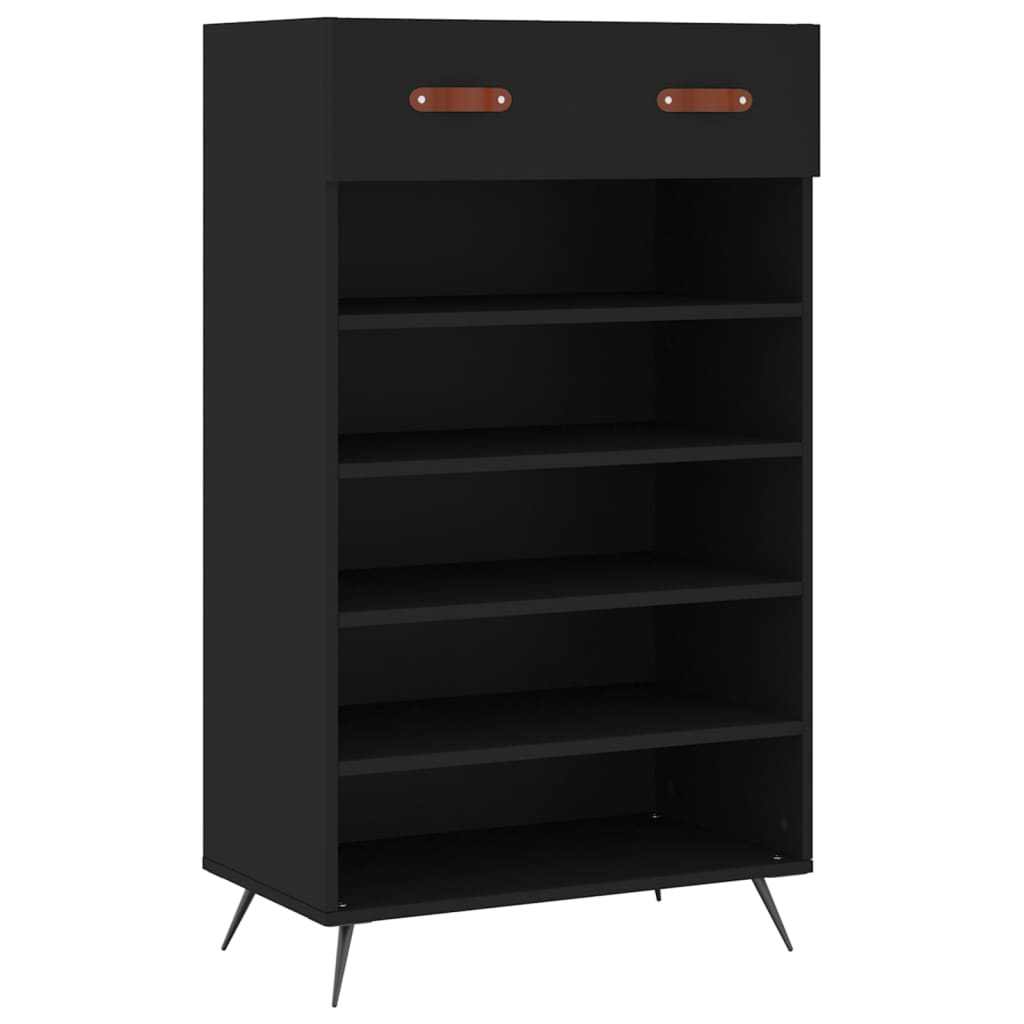 Schoenenkast 60x35x105 cm bewerkt hout zwart