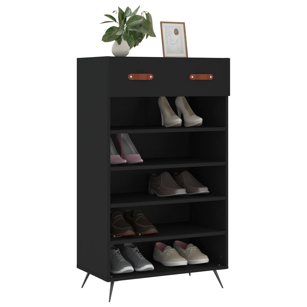 Schoenenkast 60x35x105 cm bewerkt hout zwart