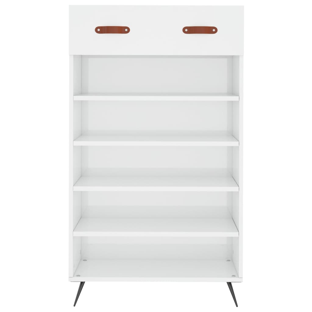 Schoenenkast 60x35x105 cm bewerkt hout hoogglans wit