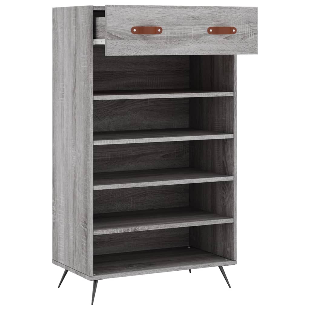 Schoenenkast 60x35x105 cm bewerkt hout grijs sonoma eikenkleur