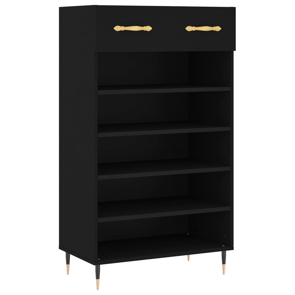 Schoenenkast 60x35x105 cm bewerkt hout zwart