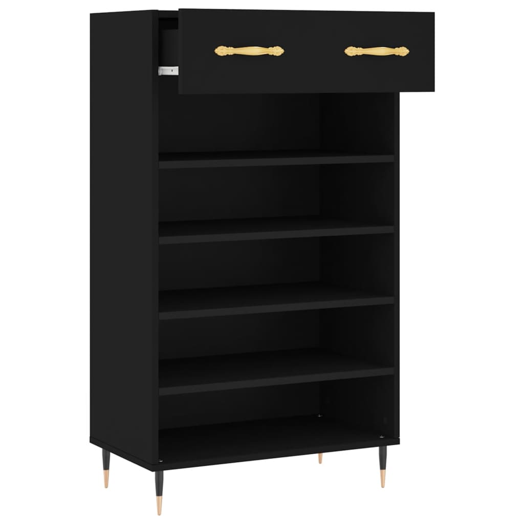 Schoenenkast 60x35x105 cm bewerkt hout zwart