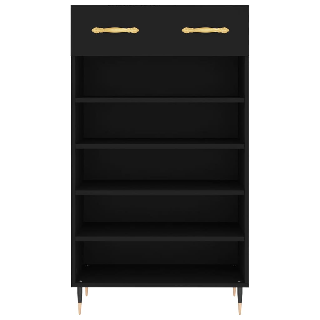Schoenenkast 60x35x105 cm bewerkt hout zwart