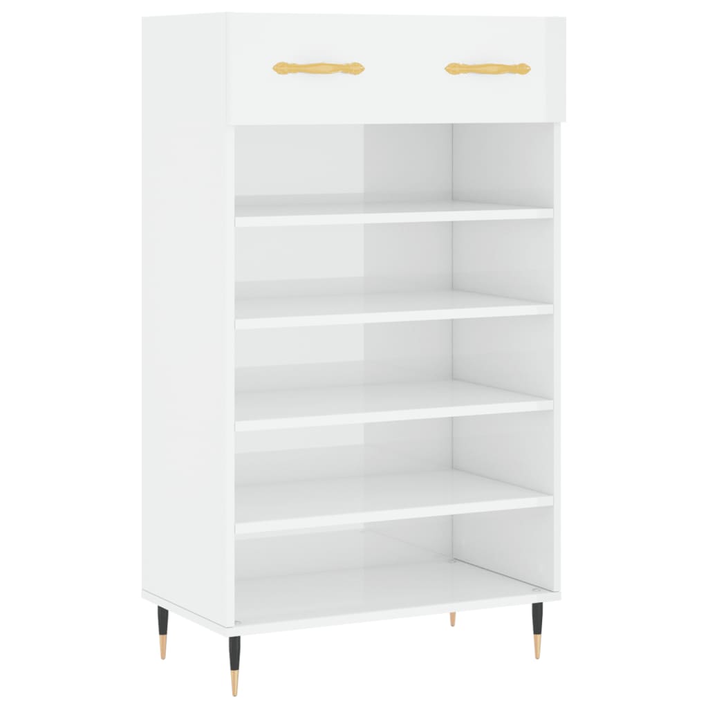 Schoenenkast 60x35x105 cm bewerkt hout hoogglans wit