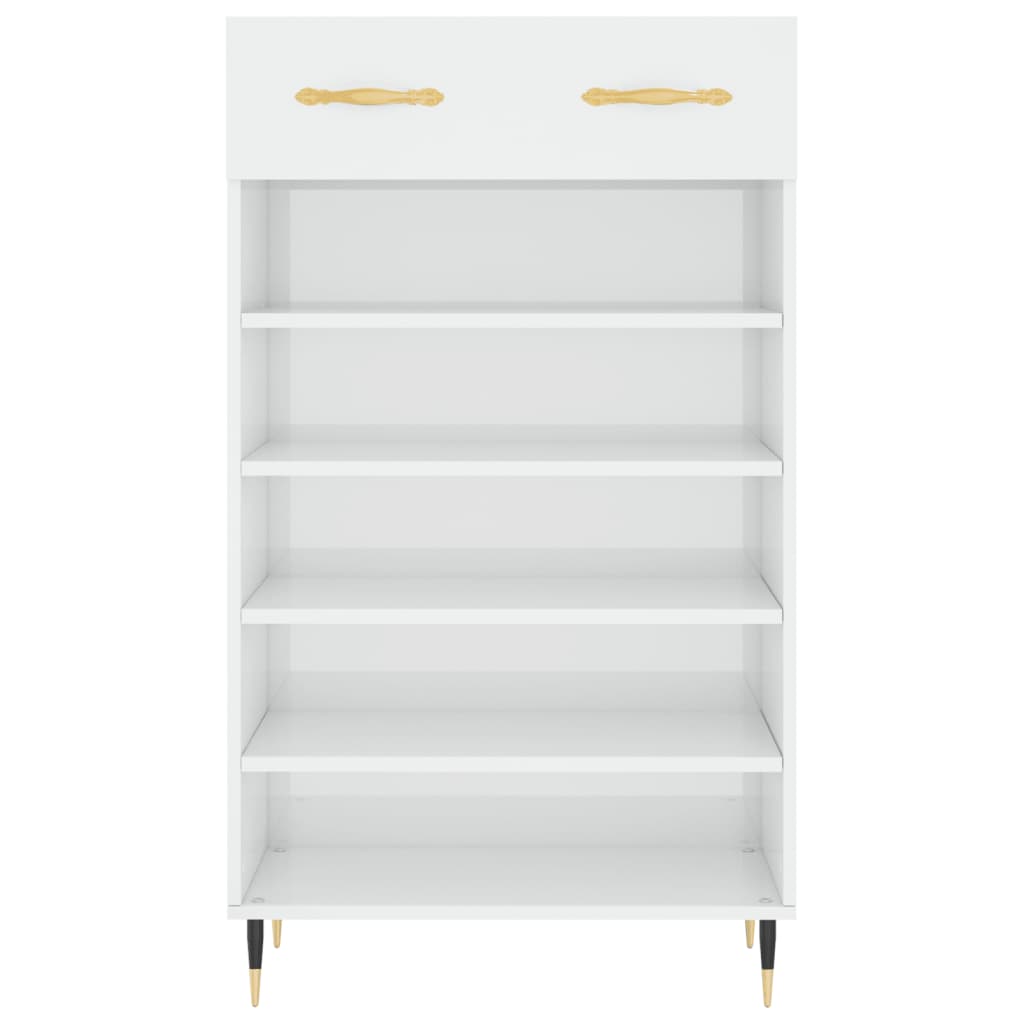 Schoenenkast 60x35x105 cm bewerkt hout hoogglans wit