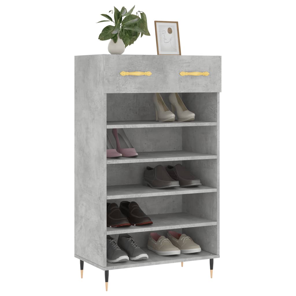 Schoenenkast 60x35x105 cm bewerkt hout betongrijs
