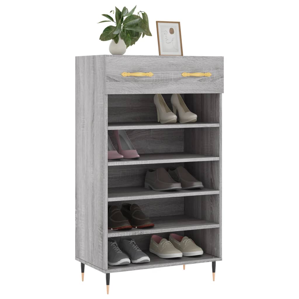 Schoenenkast 60x35x105 cm bewerkt hout grijs sonoma eikenkleur