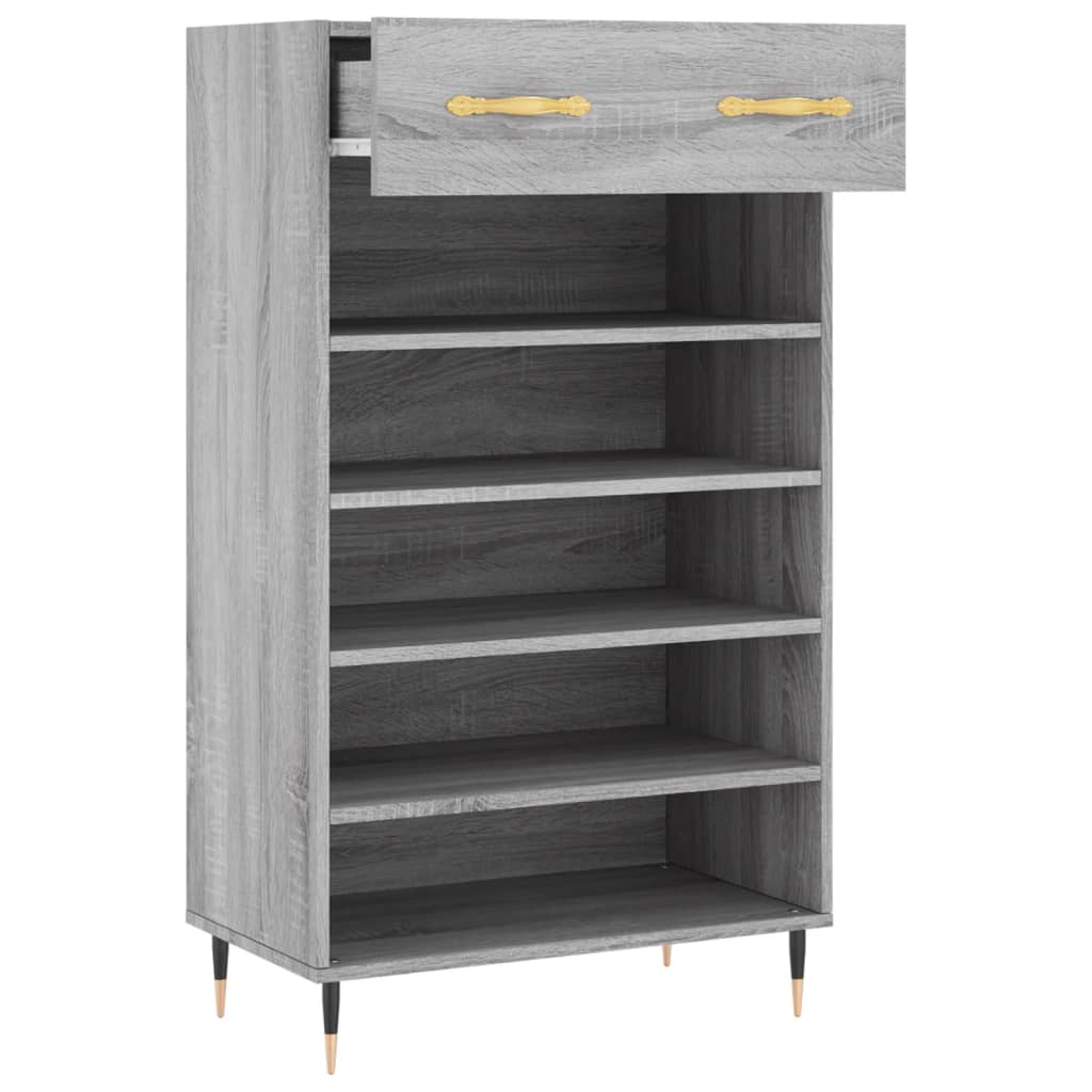 Schoenenkast 60x35x105 cm bewerkt hout grijs sonoma eikenkleur