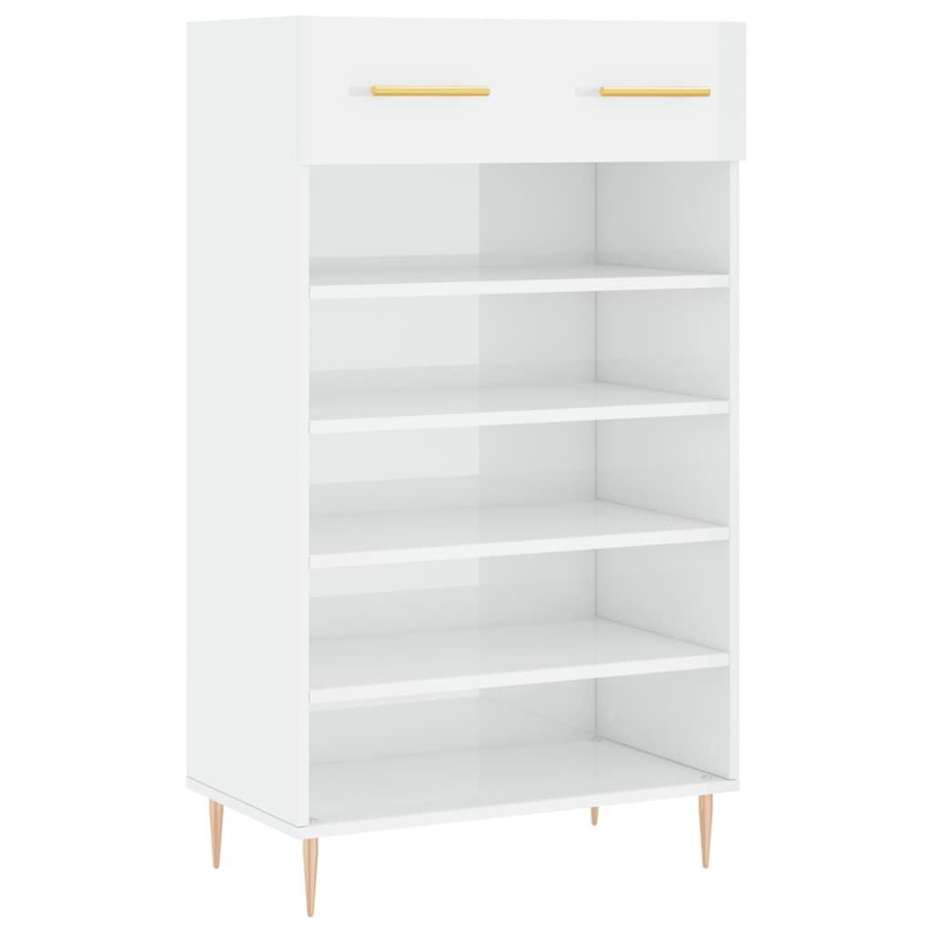 Schoenenkast 60x35x105 cm bewerkt hout hoogglans wit