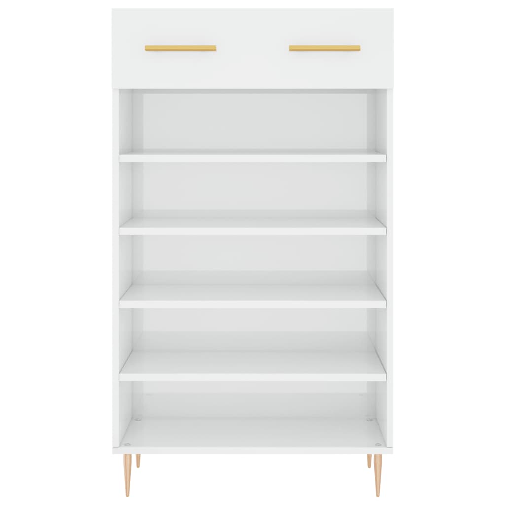 Schoenenkast 60x35x105 cm bewerkt hout hoogglans wit