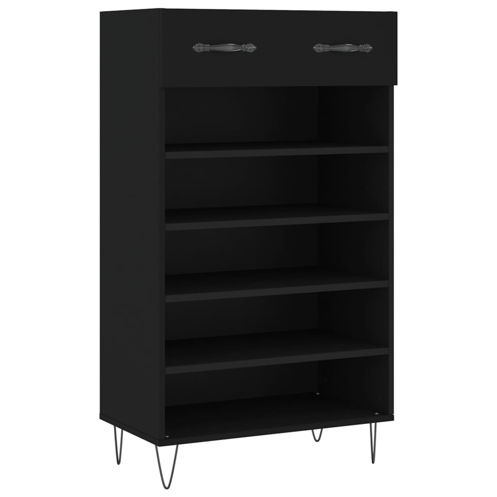 Schoenenkast 60x35x105 cm bewerkt hout zwart
