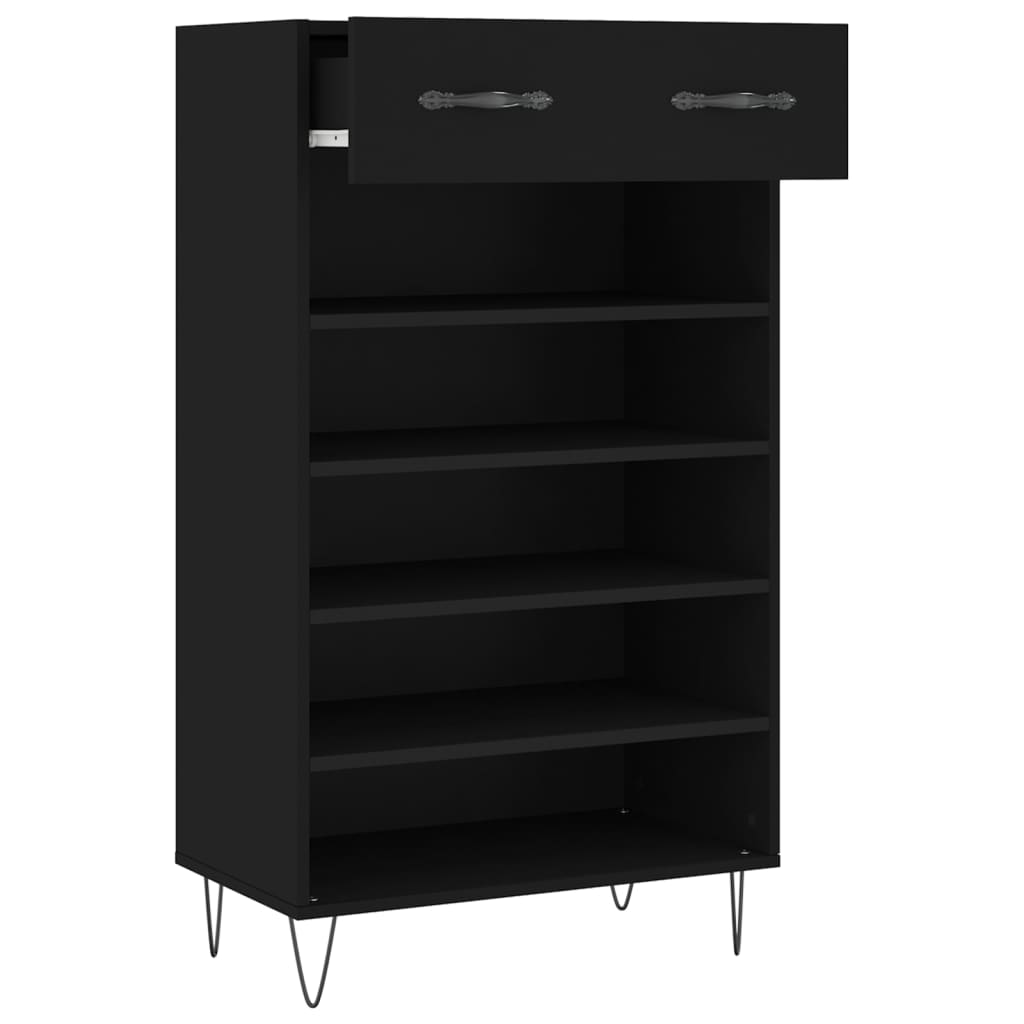 Schoenenkast 60x35x105 cm bewerkt hout zwart