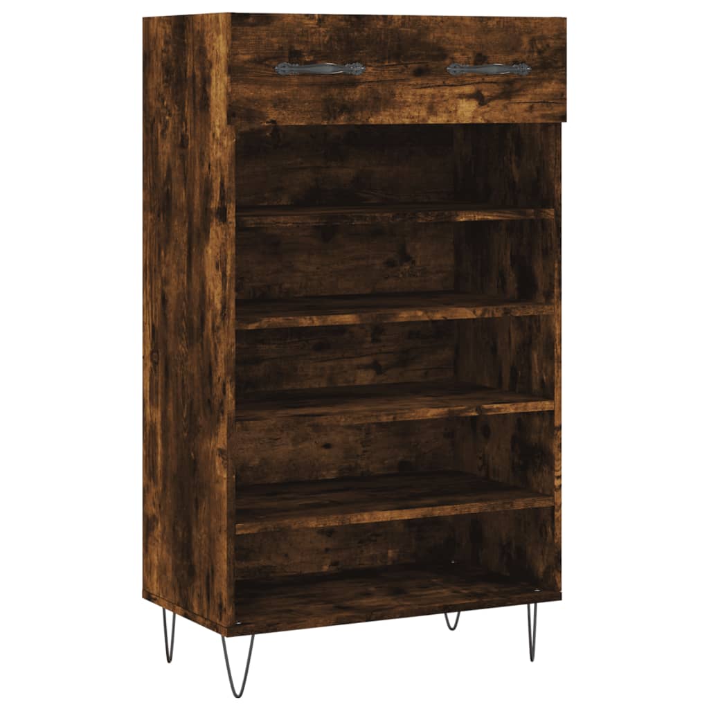 Schoenenkast 60x35x105 cm bewerkt hout gerookt eikenkleurig
