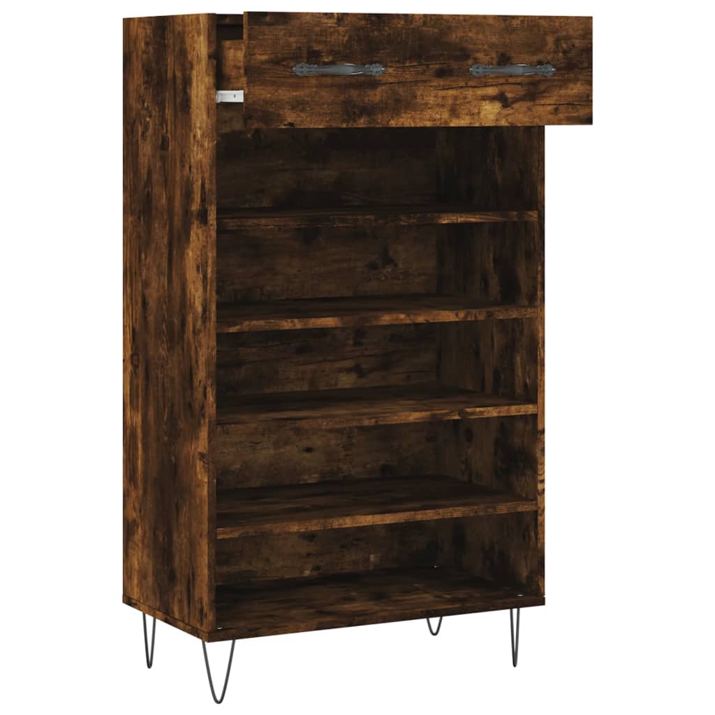 Schoenenkast 60x35x105 cm bewerkt hout gerookt eikenkleurig