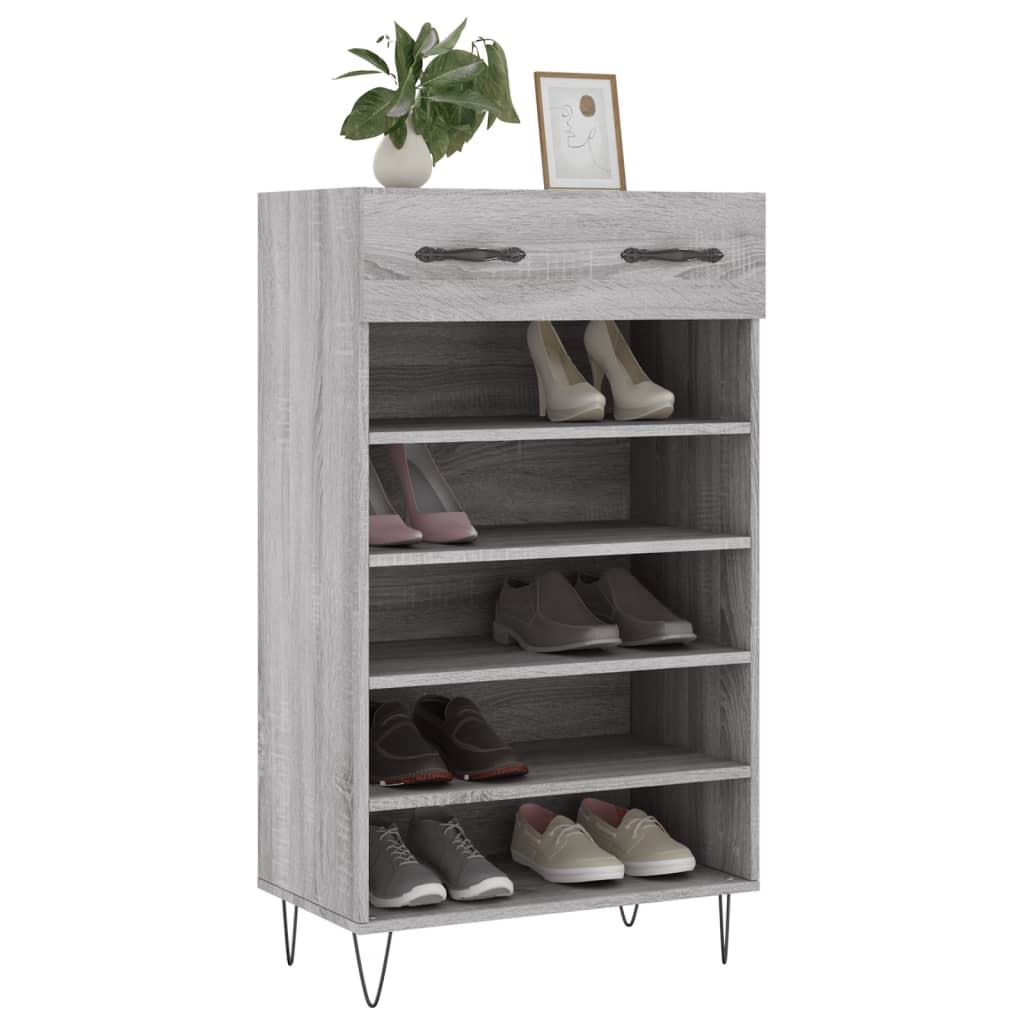 Schoenenkast 60x35x105 cm bewerkt hout grijs sonoma eikenkleur