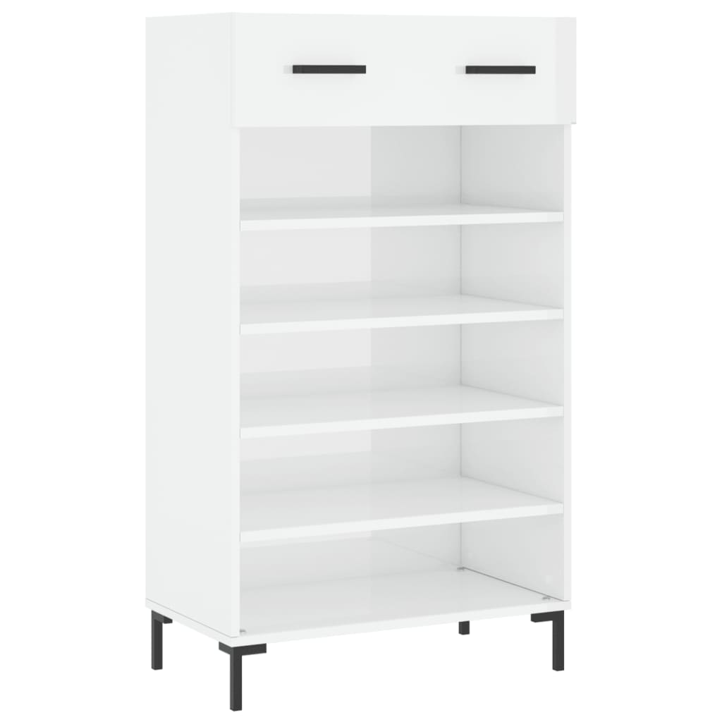 Schoenenkast 60x35x105 cm bewerkt hout hoogglans wit