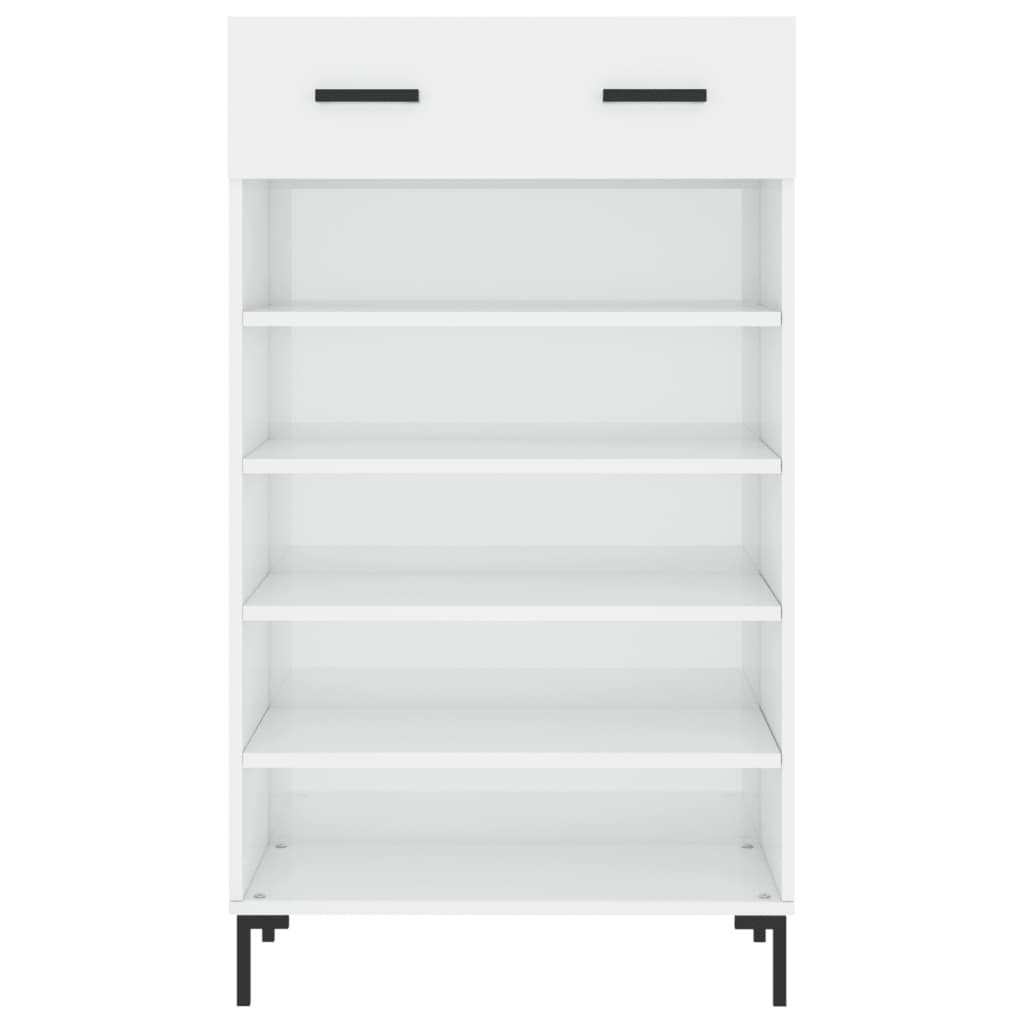 Schoenenkast 60x35x105 cm bewerkt hout hoogglans wit