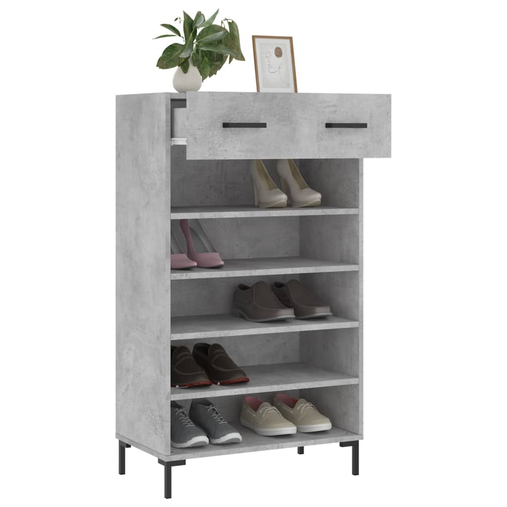 Schoenenkast 60x35x105 cm bewerkt hout betongrijs