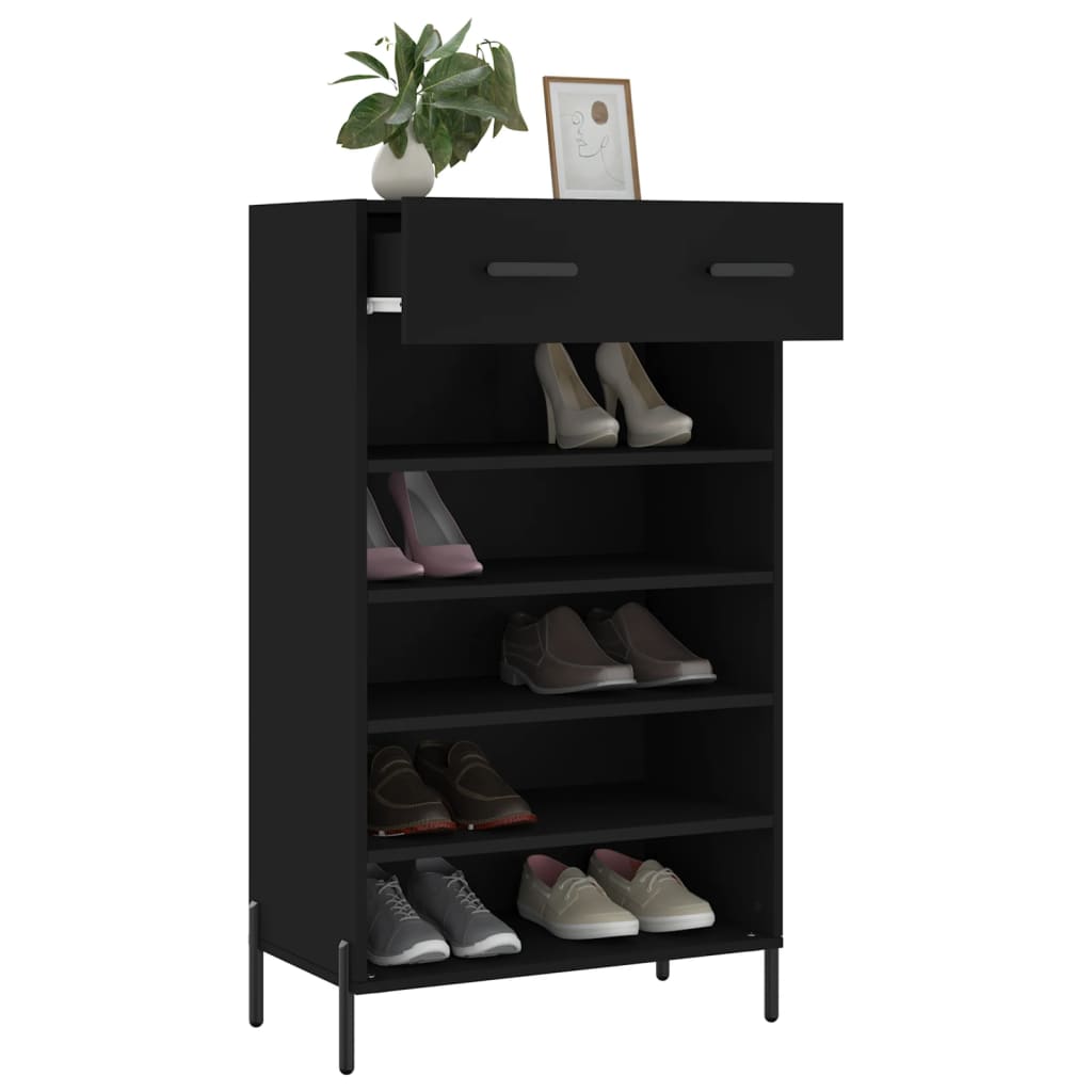 Schoenenkast 60x35x105 cm bewerkt hout zwart