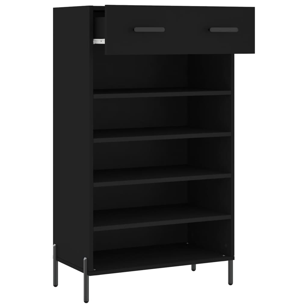 Schoenenkast 60x35x105 cm bewerkt hout zwart