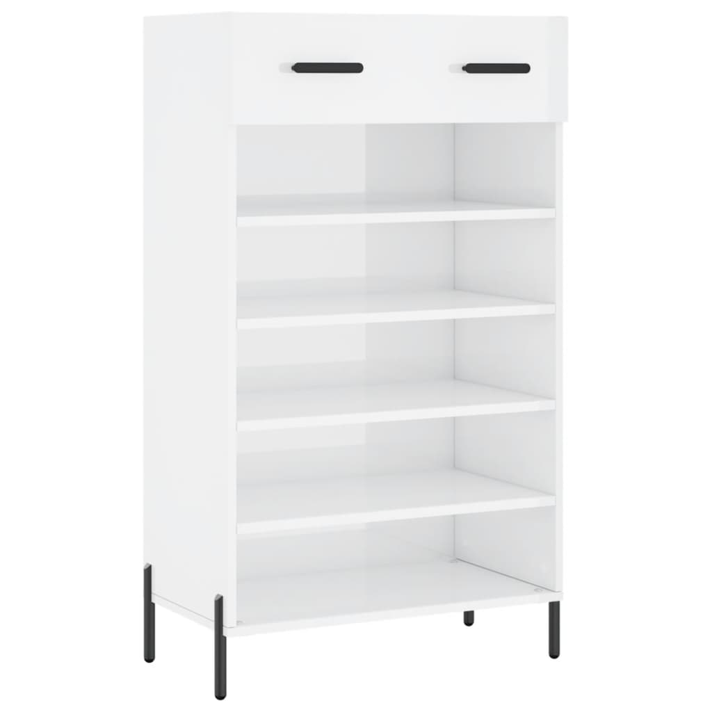 Schoenenkast 60x35x105 cm bewerkt hout hoogglans wit