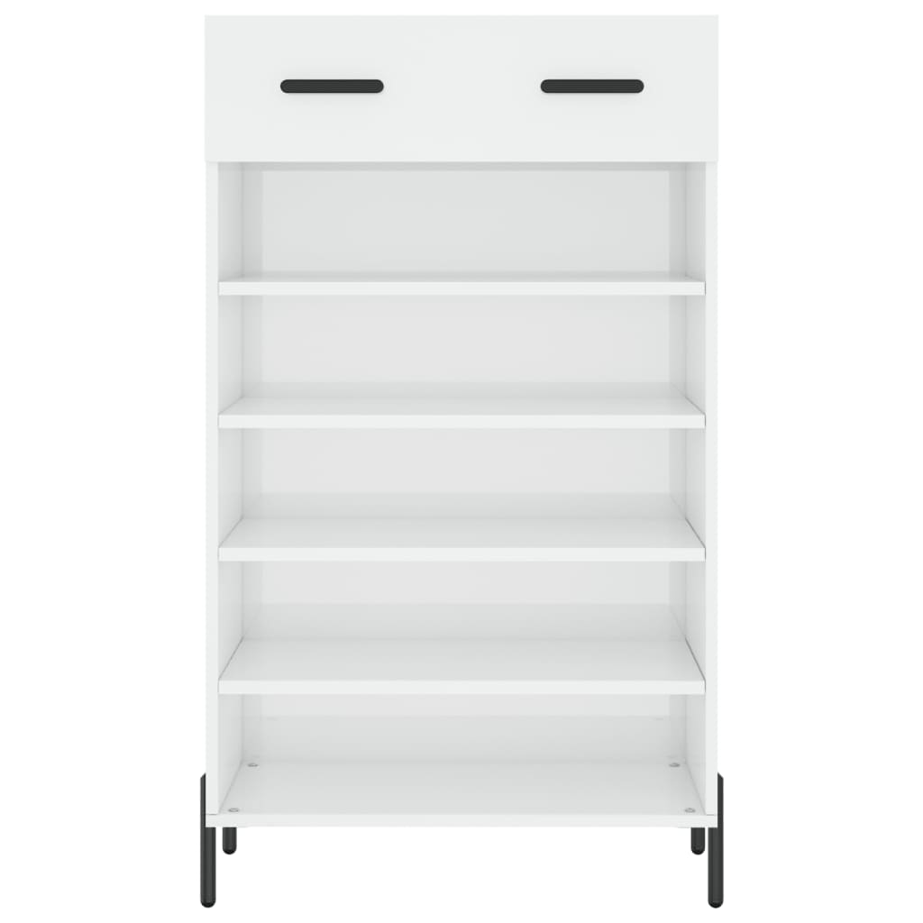 Schoenenkast 60x35x105 cm bewerkt hout hoogglans wit