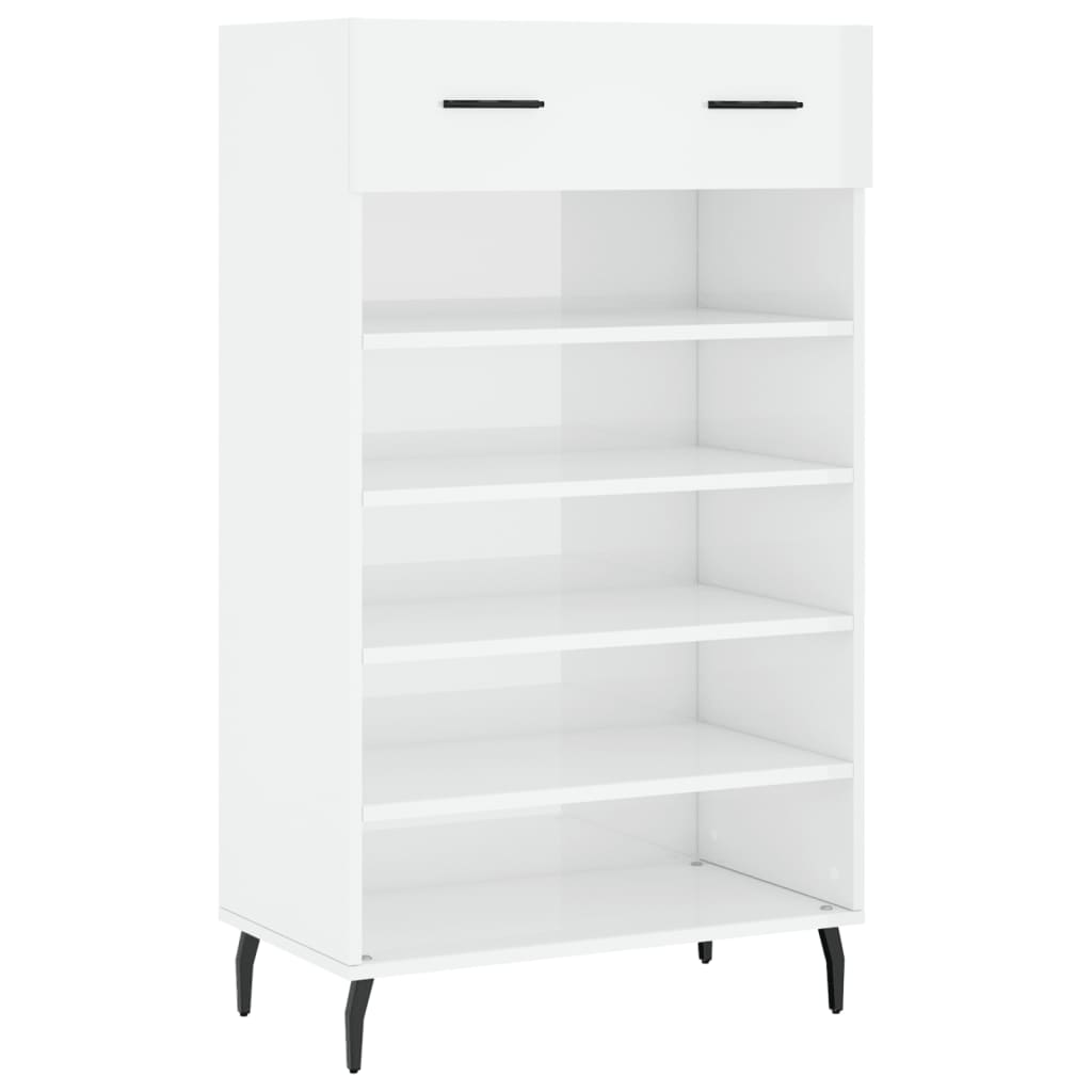 Schoenenkast 60x35x105 cm bewerkt hout hoogglans wit