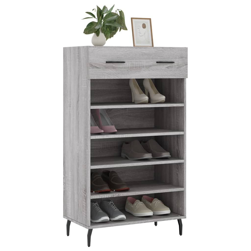 Schoenenkast 60x35x105 cm bewerkt hout grijs sonoma eikenkleur