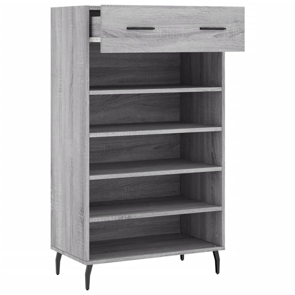 Schoenenkast 60x35x105 cm bewerkt hout grijs sonoma eikenkleur