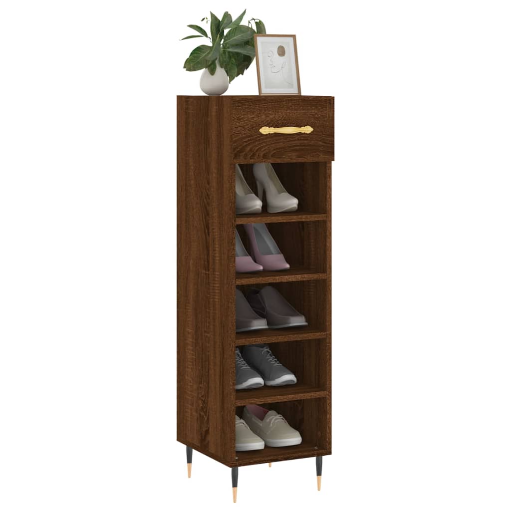 Schoenenkast 30x35x105 cm bewerkt hout bruin eikenkleur