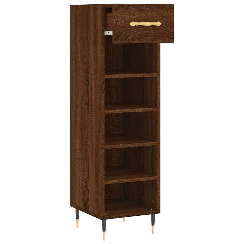 Schoenenkast 30x35x105 cm bewerkt hout bruin eikenkleur