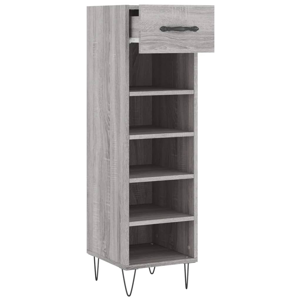 Schoenenkast 30x35x105 cm bewerkt hout grijs sonoma eikenkleur