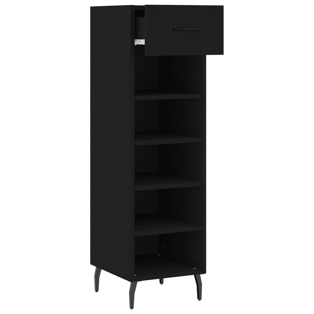 Schoenenkast 30x35x105 cm bewerkt hout zwart