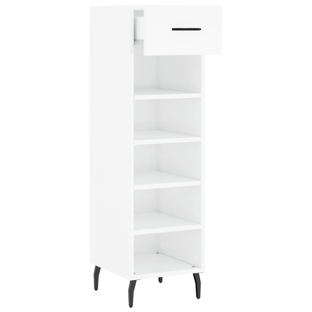 Schoenenkast 30x35x105 cm bewerkt hout hoogglans wit