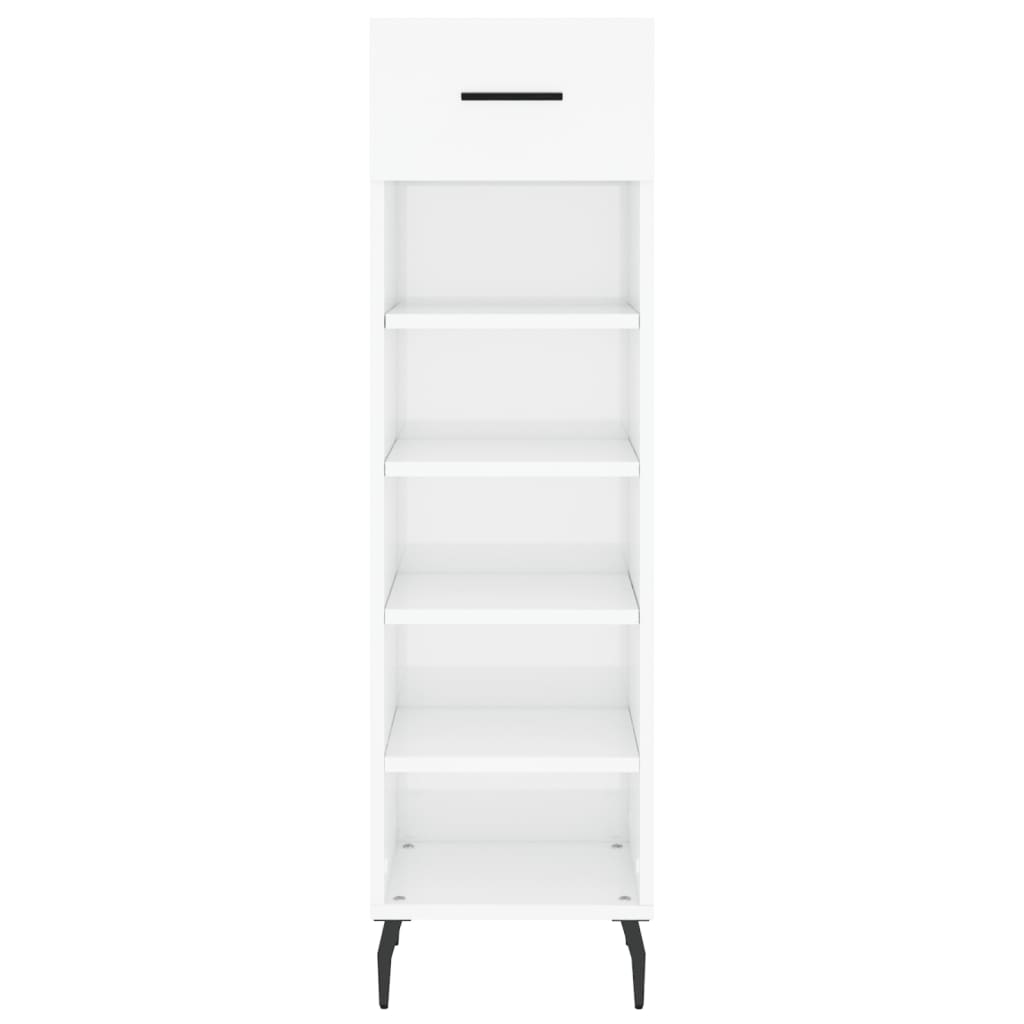 Schoenenkast 30x35x105 cm bewerkt hout hoogglans wit