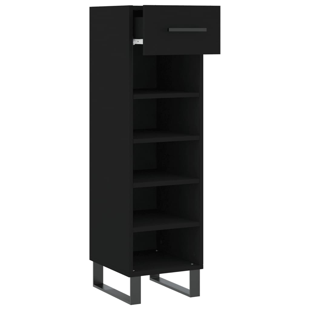 Schoenenkast 30x35x105 cm bewerkt hout zwart