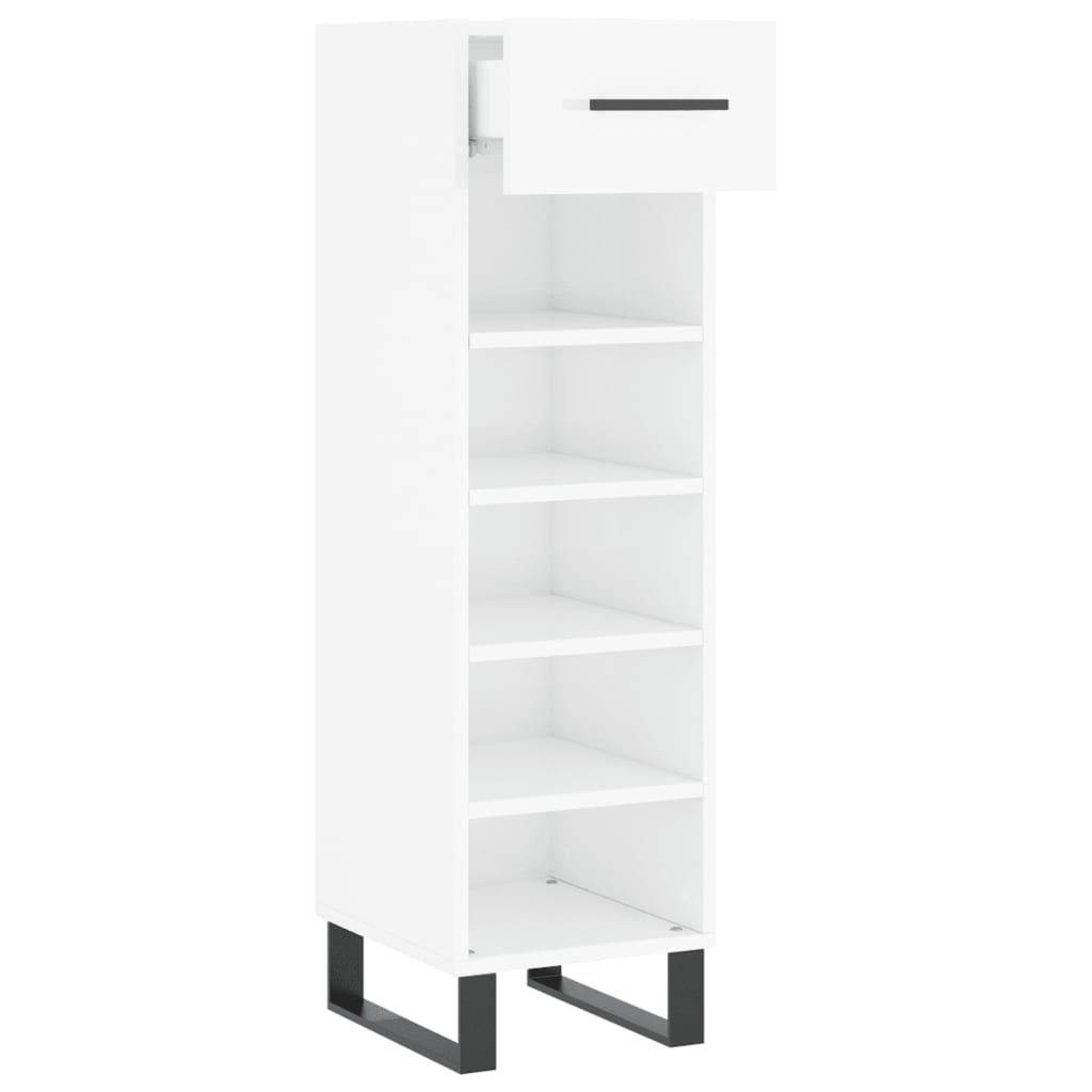 Schoenenkast 30x35x105 cm bewerkt hout hoogglans wit